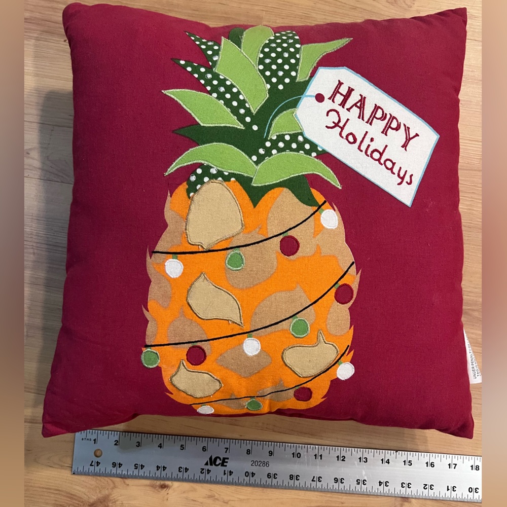 Christmas Tropical Pineapple Throw Pillow 18” Square (2 of 2)